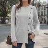 ZANZEA Damen Lässige Strickbluse mit O-Ausschnitt und langen Ärmeln und geteiltem Saum