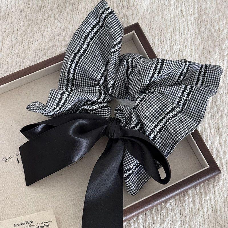 

1 шт. Новая кружевная клетчатая полая нерегулярная лента бант повязка на голову, нишевый креативный дизайн, свободная петля-кишка