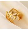 Stainless Steel Lava Irregular Hollow Ring for Women Metal Texture Waterproof Daily Simple Stylish Golden Rings Jewelry