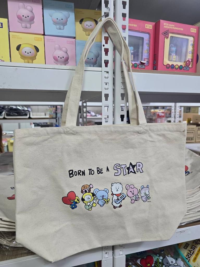 BT21 Tote Cloth Bag 2 types/ Good Vibes/ Born To Be A Star/ Authentic Official Goods, KPOP, KBeauty
