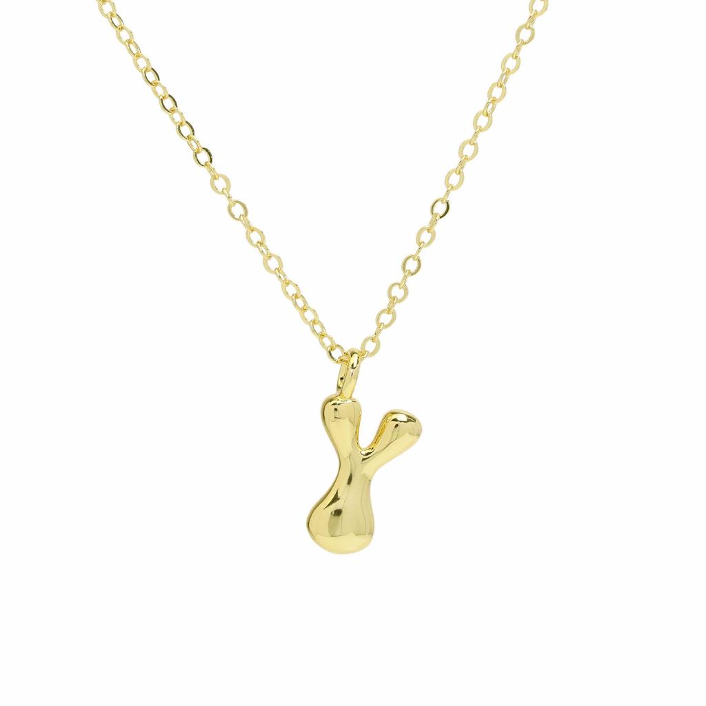 18K Gold Plated Balloon Bubble Hip Hop Necklace with 26 English Letters for Women