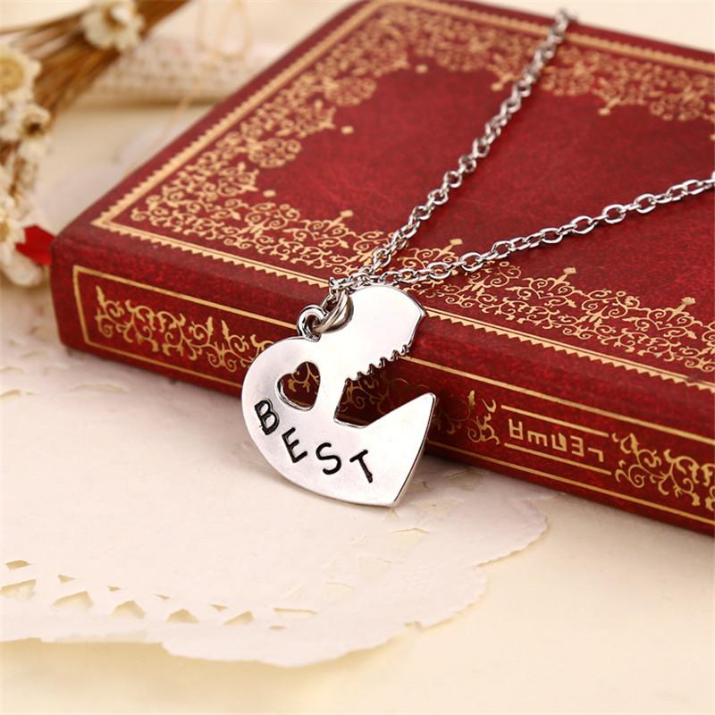 ZRM 2pcs/set Cordate Jewelry Best Friends Forever Necklace Key Heart Shaped Lock Pendants Couple Necklace Gift For Friends