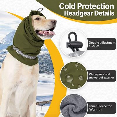 Windproof Snowproof Waterproof Dog Earmuff Warm Neck Protection Adjustable With Reflective Clauses Scarf Pet Supplies