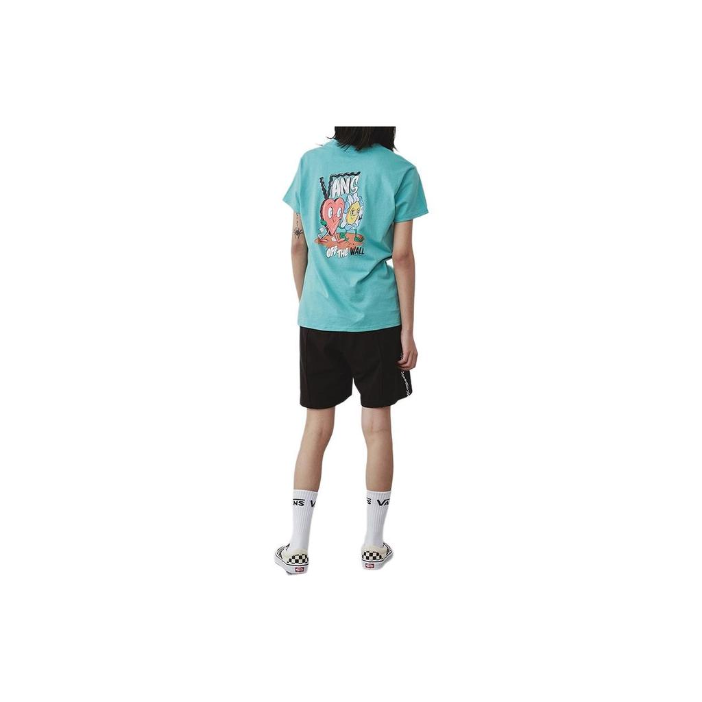 Vans Large Cartoon Print Short Sleeve T-Shirt Women Tops Green VN0A4MNOJ29