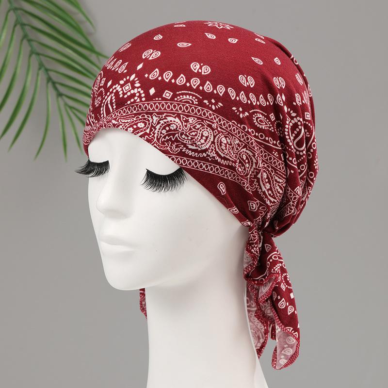 Hat Female Triangle Scarf Pirate Hat Headscarf Hat Head Cap Chemotherapy Cap Casual Printing Dust Hat Ethnic Hat