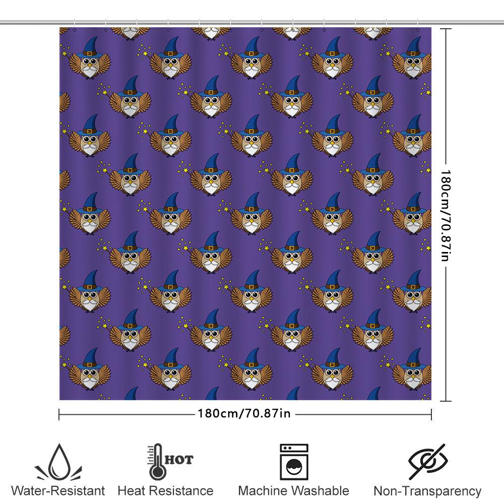 Purple Magic Owl Printed Shower Curtain Waterproof Bath Decorations For Home Living Room Bathroom