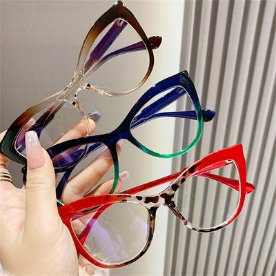 Computer-Lesebrille für Damen, Katzenaugen-Brille mit Anti-Blaulicht-Schutz, flacher Spiegel, unregelmäßiger Farbverlauf