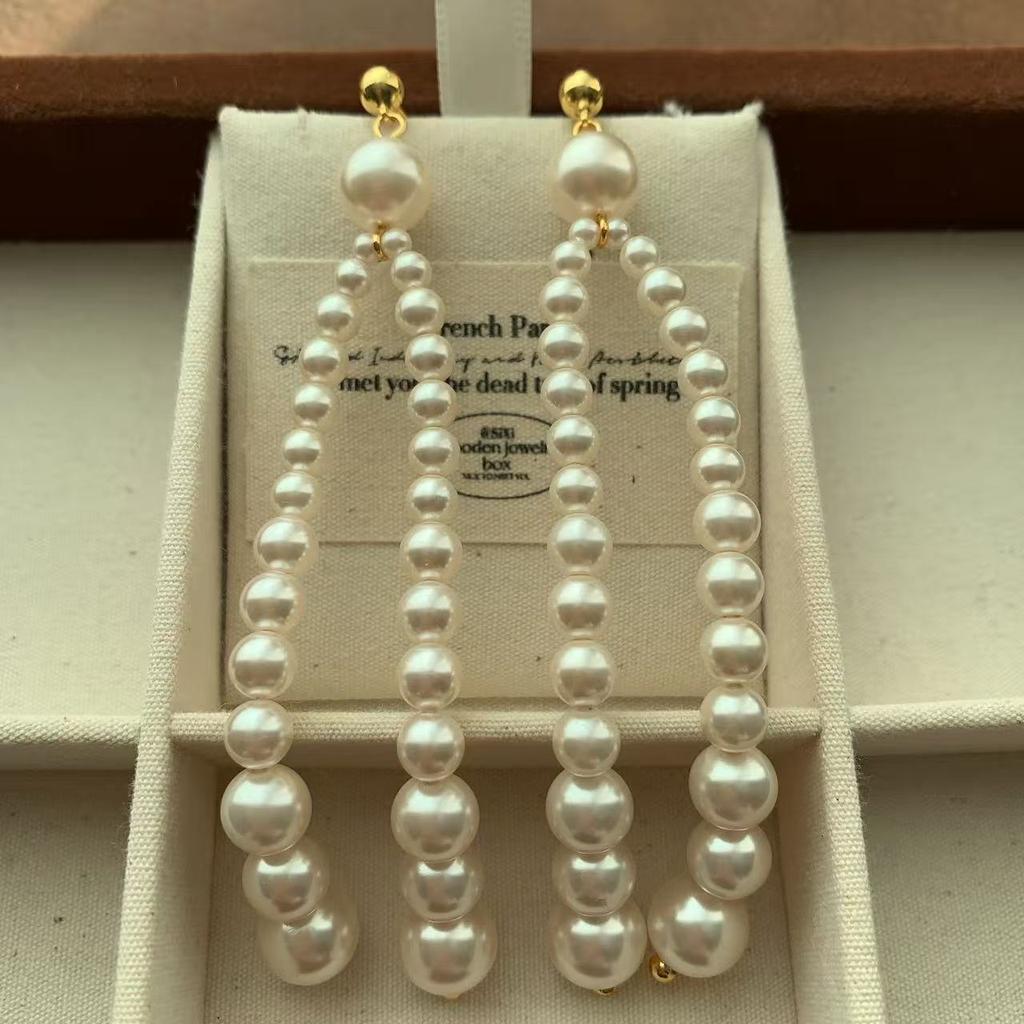 Classic Elegant Pearl Earrings Earrings Tassel Retro Exquisite Niche Premium Daily Light Luxury Versatile Earrings