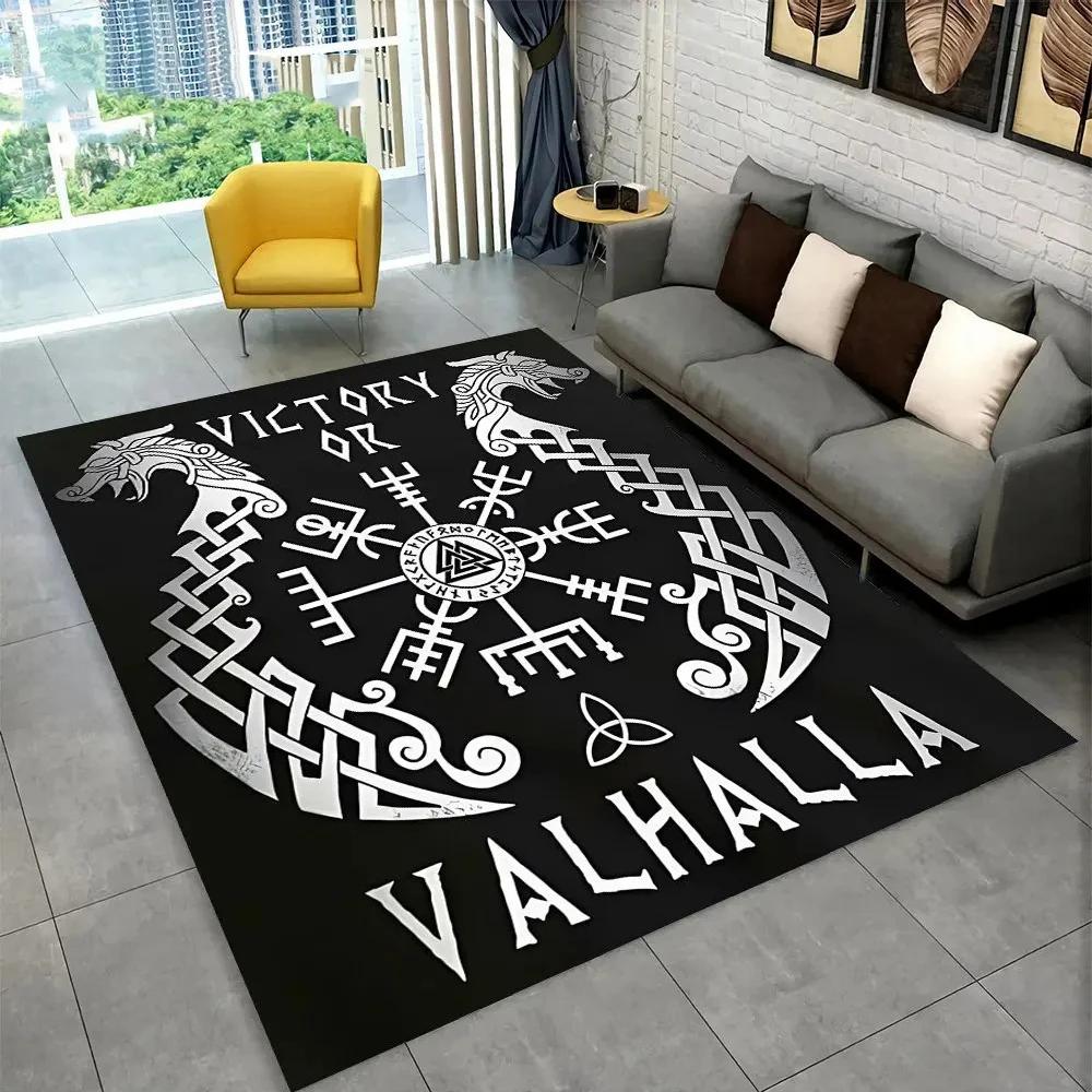 Nordic Viking Mythology Odin Valhalla Carpet Rug for Home Living Room Bedroom Sofa Doormat Decor,kid Area Rug Non-slip Floor Mat