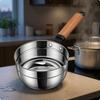 Stainless Pouring Ladle Polished Finish Wooden Handle