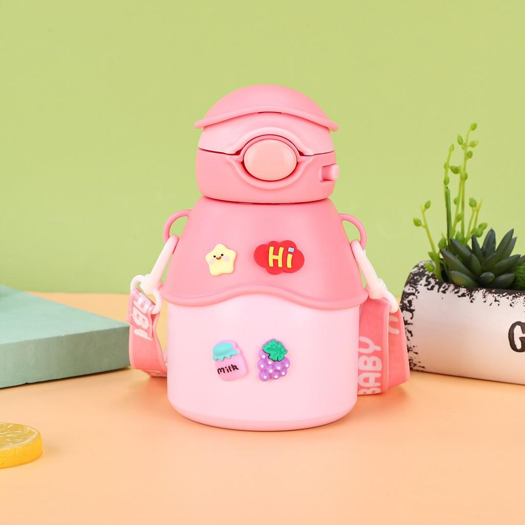 New Cartoon Figure Pot Belly Cup Stainless Steel Children's Thermos Cup Male and Female Students Portable Carrier Cup with Straw