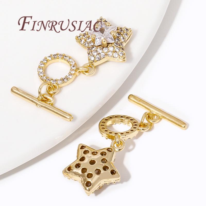 18K Gold Plated Brass with Zircon End Clasps Connectors For Jewelry OT Toggle Clasp For Necklace,DIY Bracelets Accessories