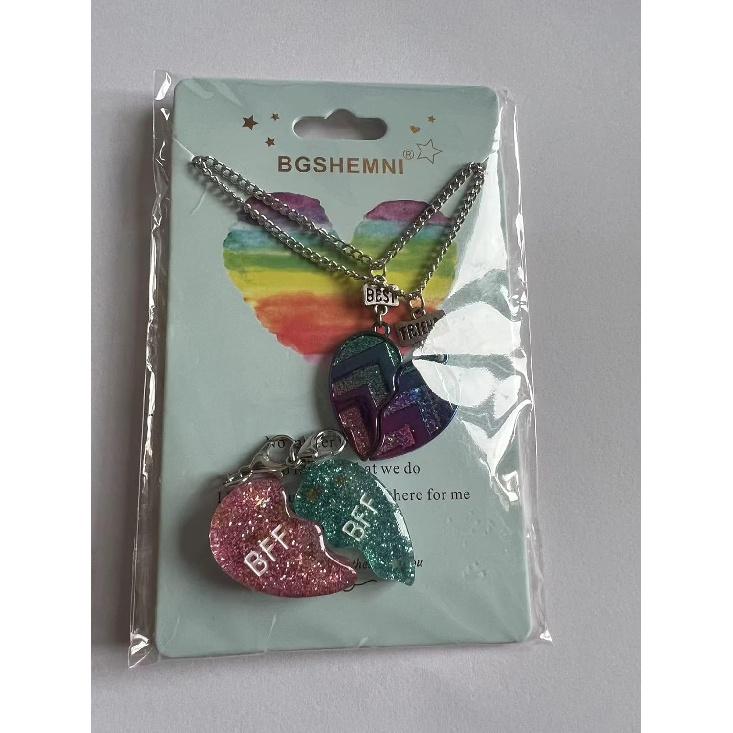 Best Friends Half Heart Pendant Necklace for Children, Kid's Best Friend Jewelry,Friendship Gift Girls BFF Necklaces-Love