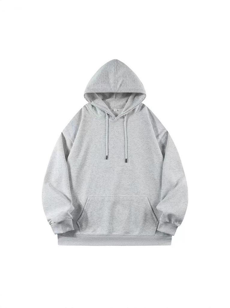 Unisex Comfortable Loose Fit Solid Color Hooded Sweatshirt
