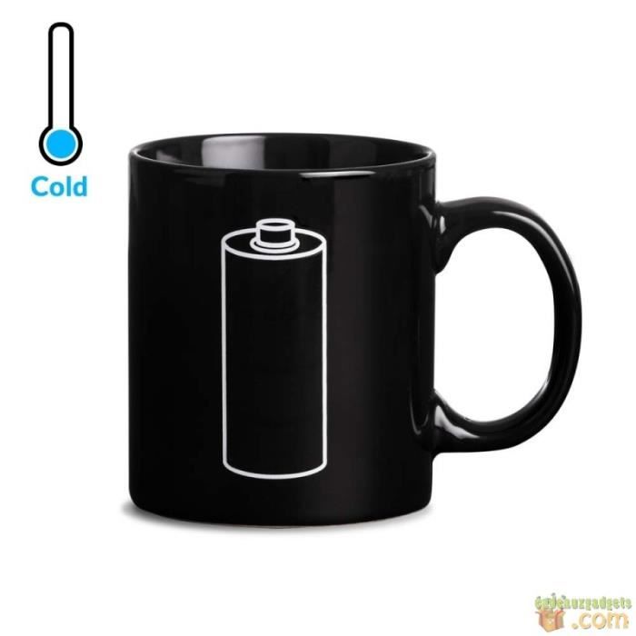 Mug - batterie - changement de couleur - noir - plastique - design contemporain