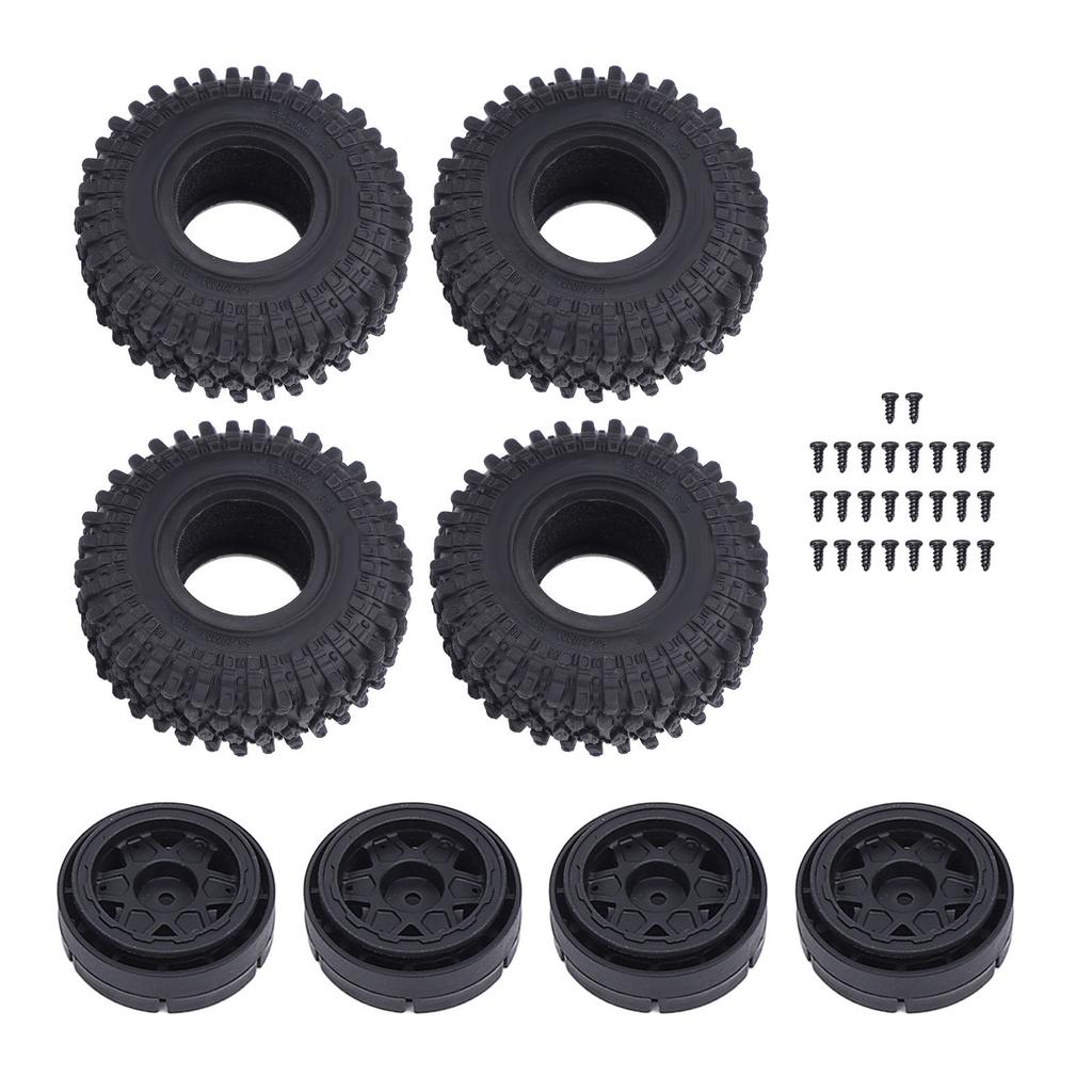 RC-Auto-Reifen Erhöhte Stabilität Abriebfest RC-Kunststoff-Reifensatz mit Radnabe für Axial SCX24