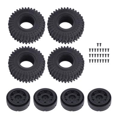 RC Car Tires Enhanced Stability Abrasion Proof RC Plastic Tyre Set with Wheel Hub for Axial SCX24 1/