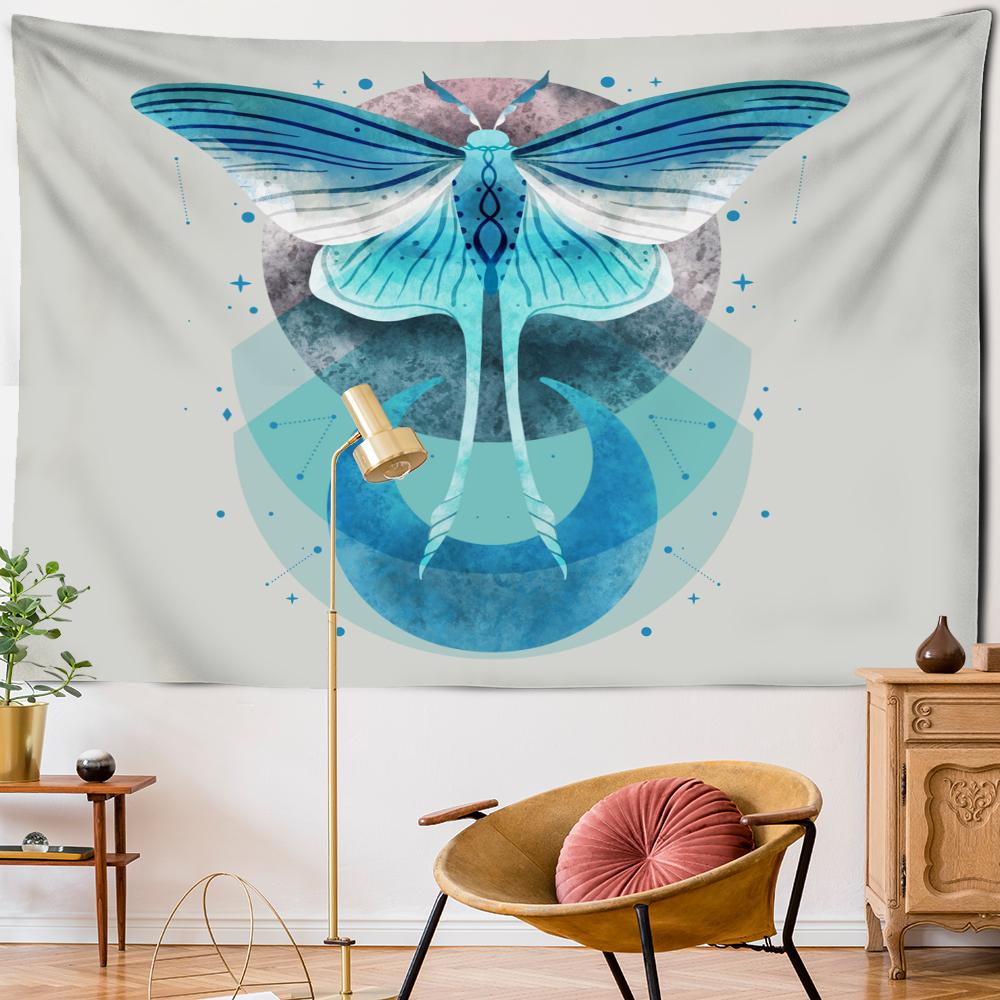 Phantom Psychedelic Butterfly Tapestry Sun Moon Star Mattress Aesthetic Room Polyester Wall Hanging Wall Decor