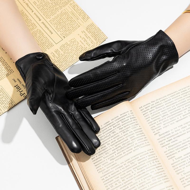 Men's and Women's Sheepskin Genuine Leather Gloves Couple Honeycomb Gloves Simple and Warm In Winter Fashionable for Cycling and Commuting