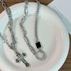 Men's Luxury Cross Titanium Steel Necklace with Micro-Paved Zircon - Versatile Punk Jewelry