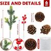 DIY Weihnachts-Zweige Vasen Set Künstliche Weihnachts-Rote Beeren-Zweige Gefälschte Tannenzapfen Für Heimdeko Hochzeitsfeier Zubehör
