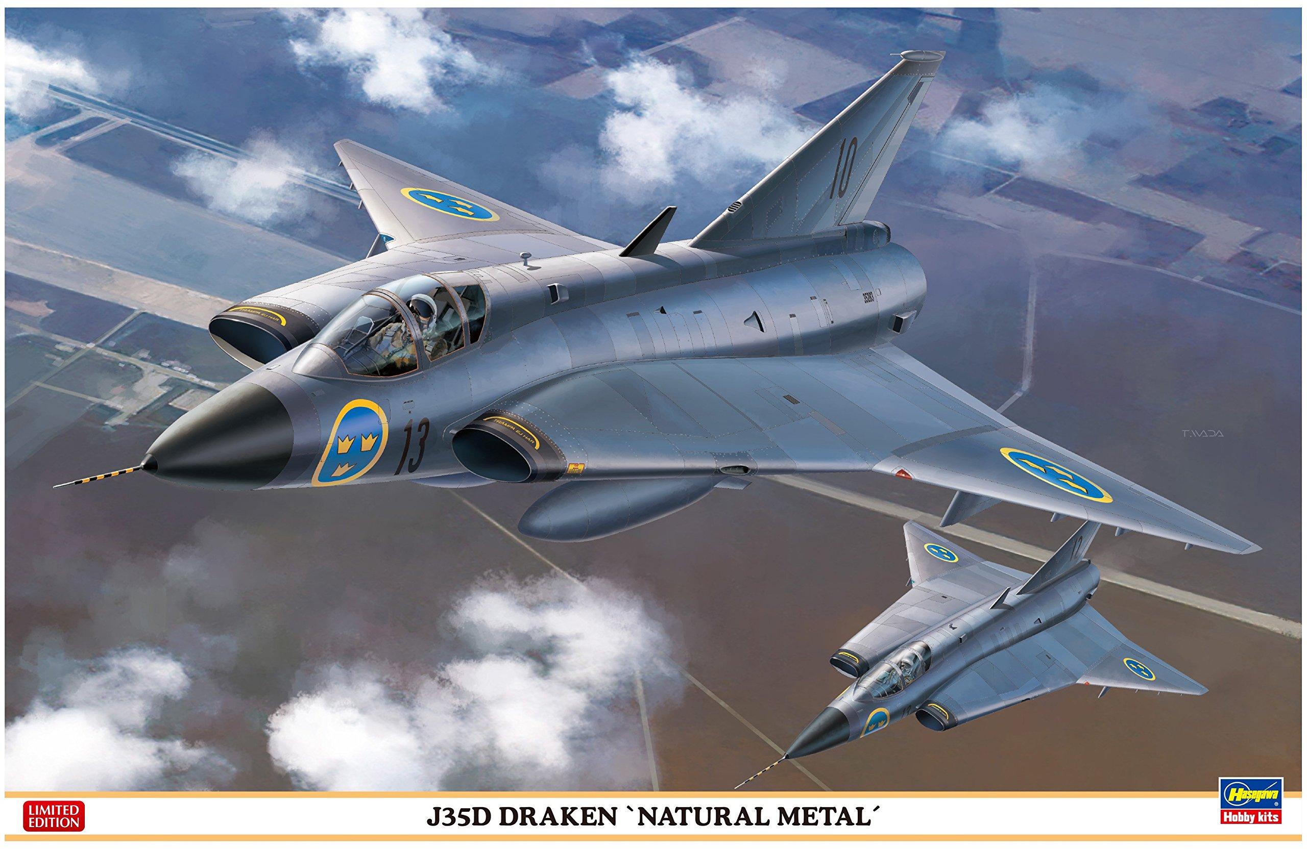 

Hasegawa Шведские ВВС J35D Draken Натуральный металл Пластик Модель 07434 1/48