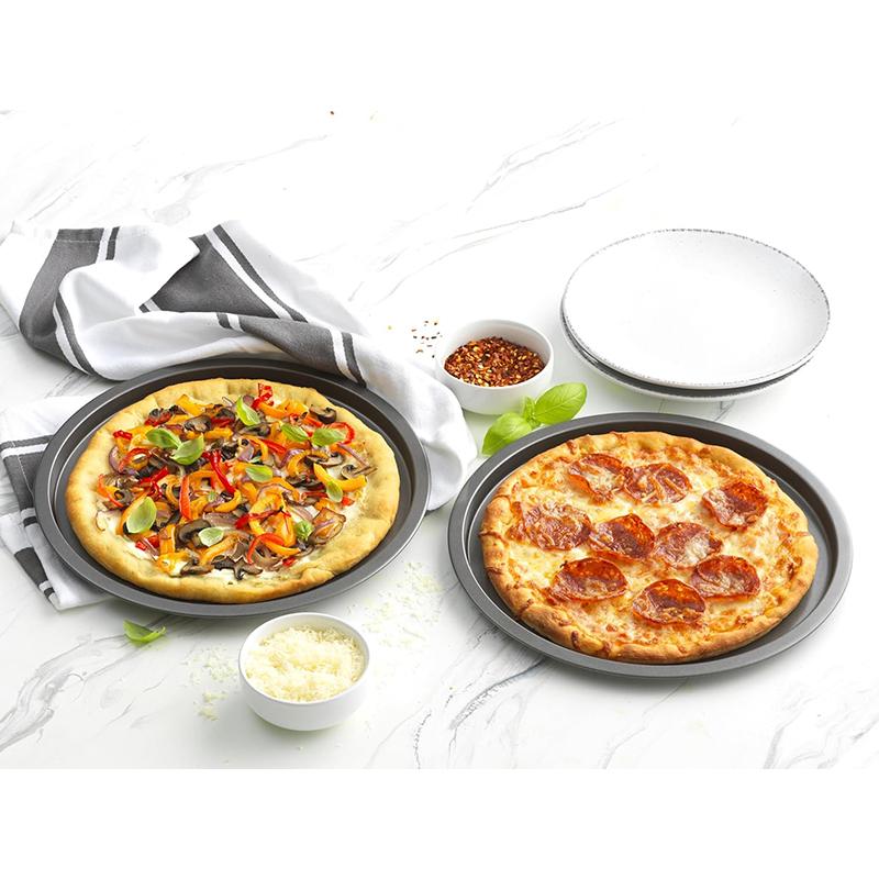 1pc Round Pizza Pan 6/8/9/10Inch Microwave Oven Pan Chip Tray Dish Carbon Steel Non-stick Mold Baking Tool Kitchen Supplies TMZ