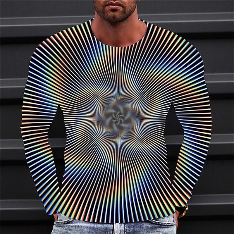 Funny Optical Illusions Graphic T Shirt Fashion Casual 3D Printed Long Sleeve T-shirt Catch Eyes Streetwear Personalization Tees