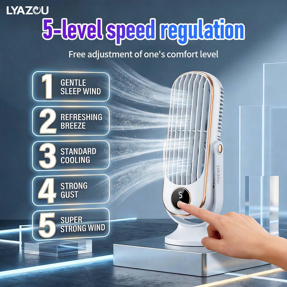 Portable Dual-Motor USB Desk Fan with Rapid Cooling, Multifunctional Five-Speed Cold Air System