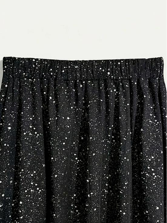 Women's Elegant Starry Sky Sequin Skirt - Spring/Summer Slimming Black Midi