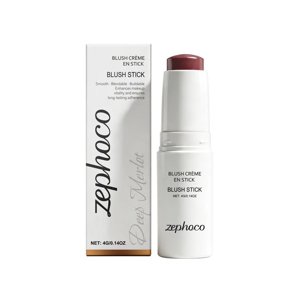 Zephoco Soft Matte Long-Lasting Deep Merlot Blush Stick - Portable, Easy-to-Use, Natural Finish, Moisturizing.