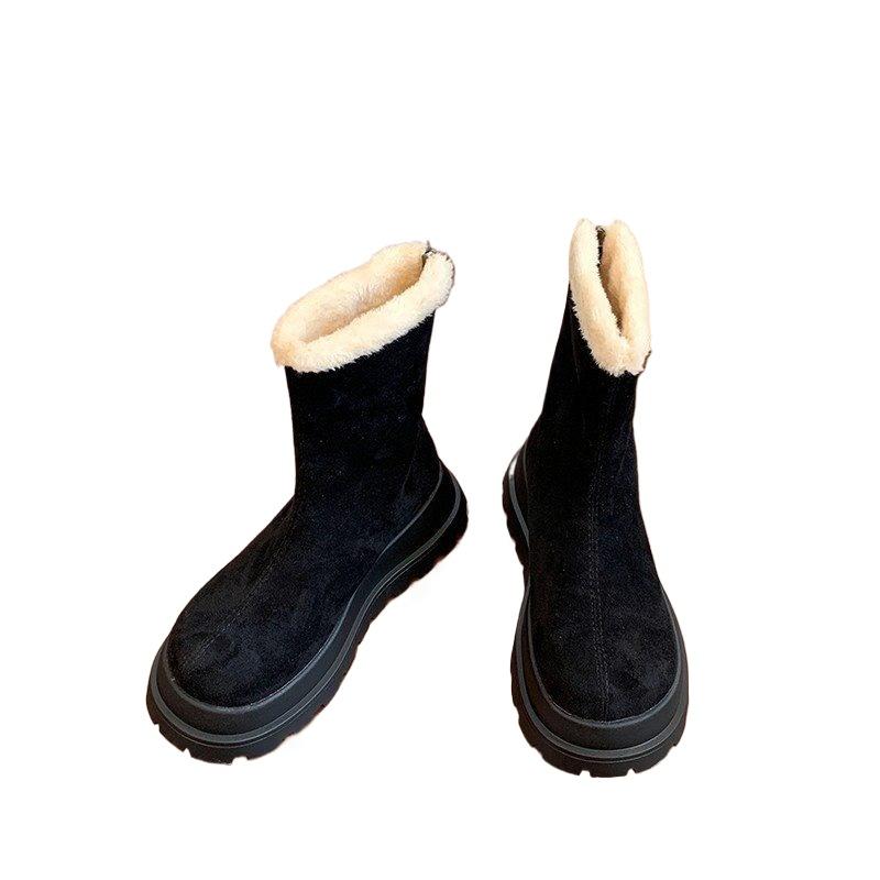 Retro Casual Comfortable Women's Shoes New Winter Thick Soled Round Toe Cotton Boots Warm Fashionable Versatile Snow Boots