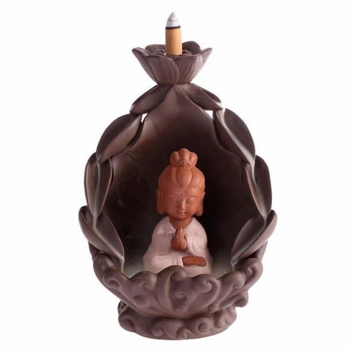 Fontaine à encens - LA CHINEUSE - Bouddha GuanYin - Céramique - 19 cm - Marron