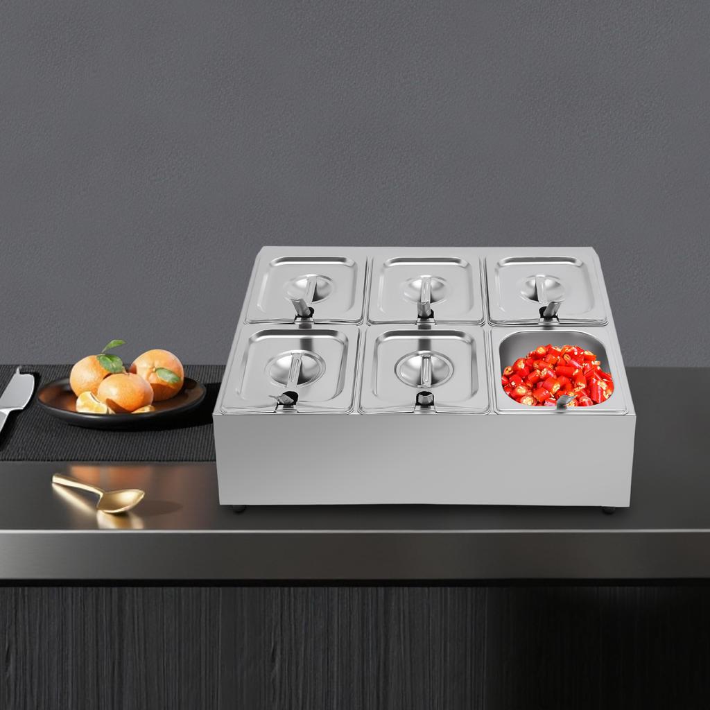 Stainless Steel Two-Tier Spice Rack Organizer, Countertop Inclined Holder with 6 Pans, Modern Silver Seasoning Storage Stand