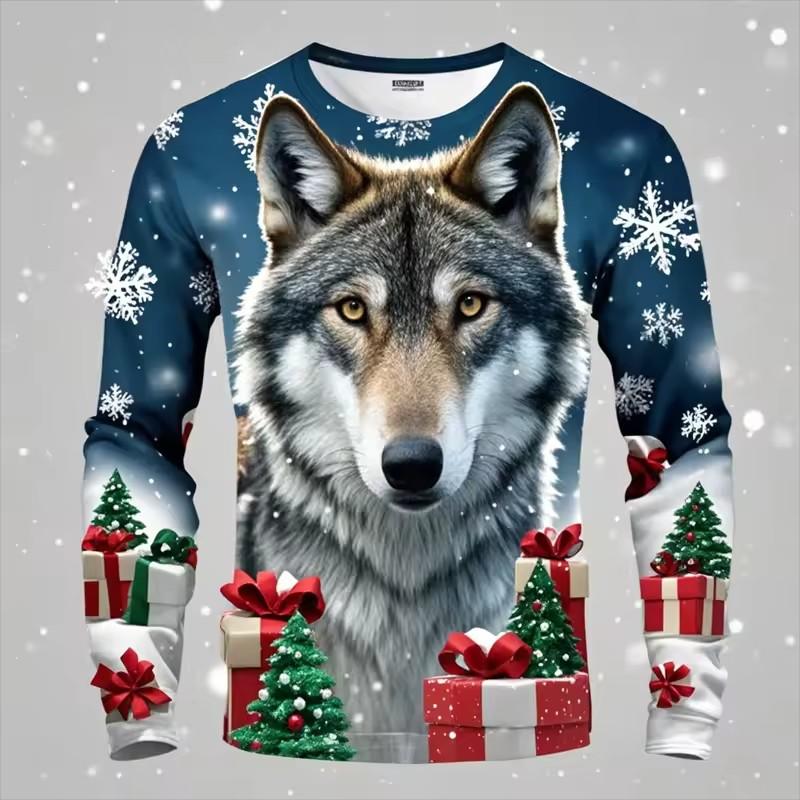 Creative Skull Print Men's Women's T-Shirt Autumn Winter Long Sleeve Round Neck Tees Halloween Theme Family Party Unisex Clothes