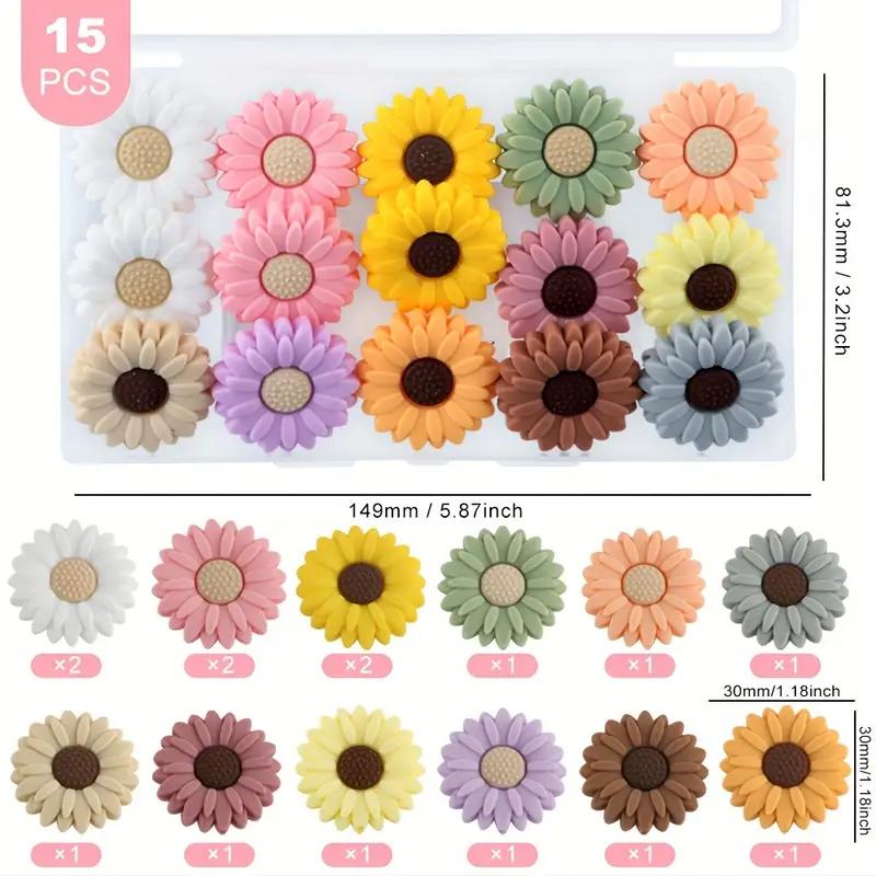 5/15PCS Multi-color Daisy Silicone Beads, 20mm, Suitable for DIY Pen Bead Bracelets, Necklaces, Keychain Accessories, Etc