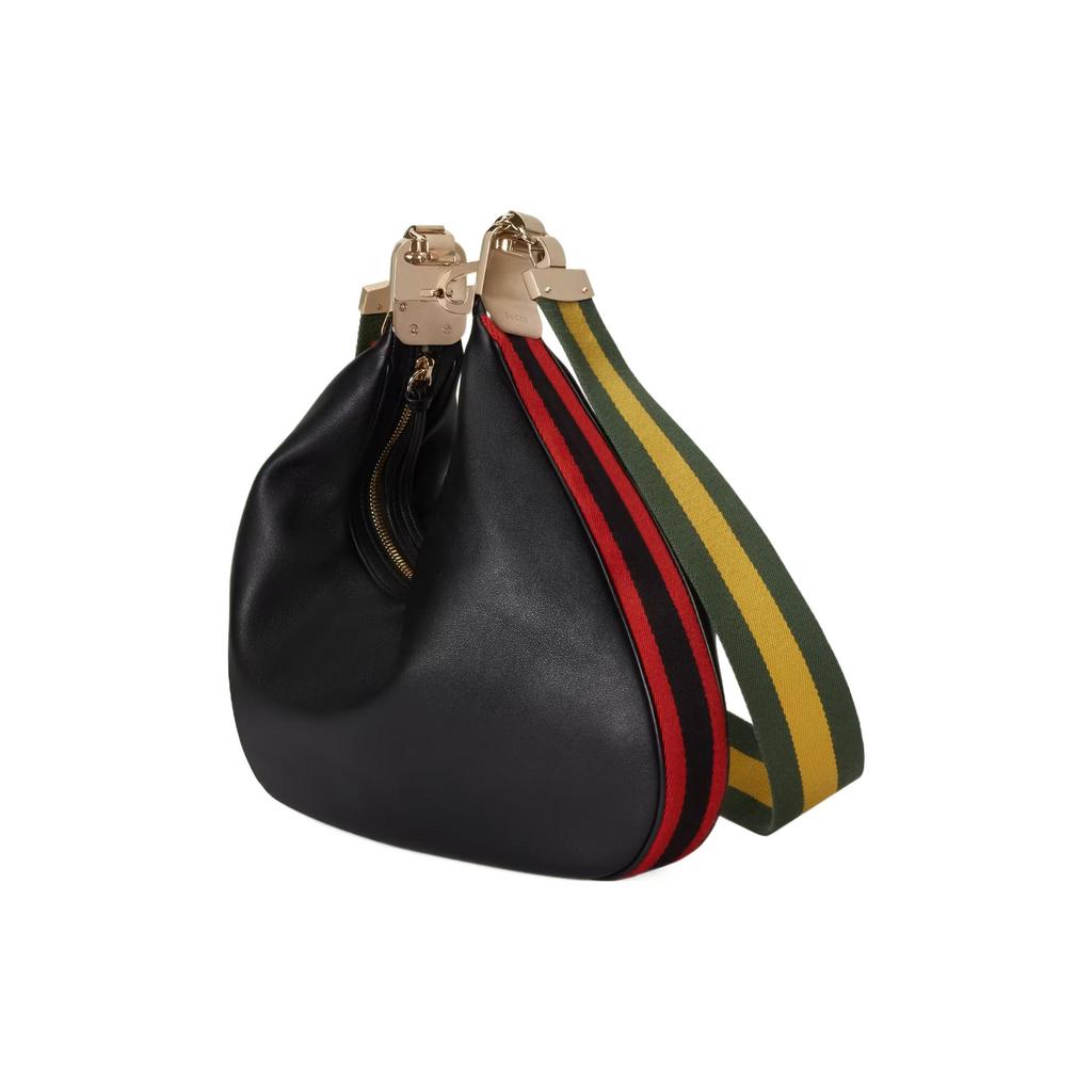 Gucci Attache Series Gold Hardware Detachable Woven Shoulder Strap Leather Crossbody Bag Large Women bags Black 702823-UXWBG-1037