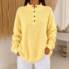 Women's Half-Button Stand Collar Sweatshirt Loose Fit Color Long Sleeve Top for Everyday Wear