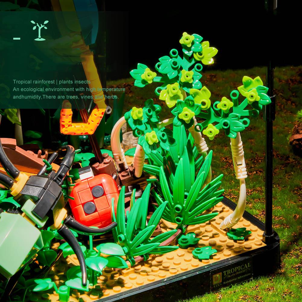 1358PCS Tropical Rain Forest Butterfly Chameleon Building Blocks Creative Collection Construction Bricks Toys Gifts For Kids