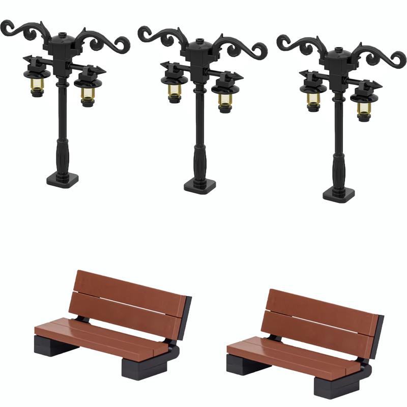 MOC Bricks Toys Model Compatible MOC Parts Bricks City Street Lamp Building Block Lamp with Halloween Bat Lamp