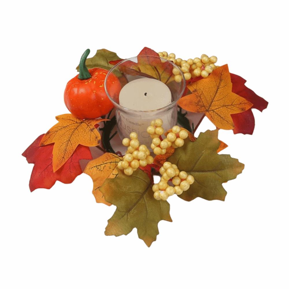 Handmade Maple Leaf Candlestick Garland Craft Autumn Floral Garland Garden Decor Style 2