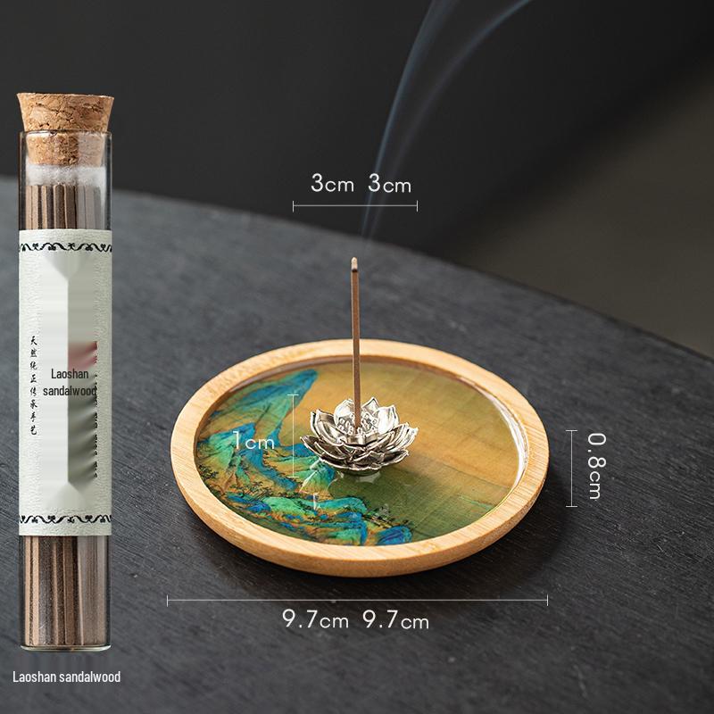 Zen Lotus Heart Sutra Incense Holder - Small Indoor Burner for Tea Ceremony and Sandalwood/Agarwood Incense