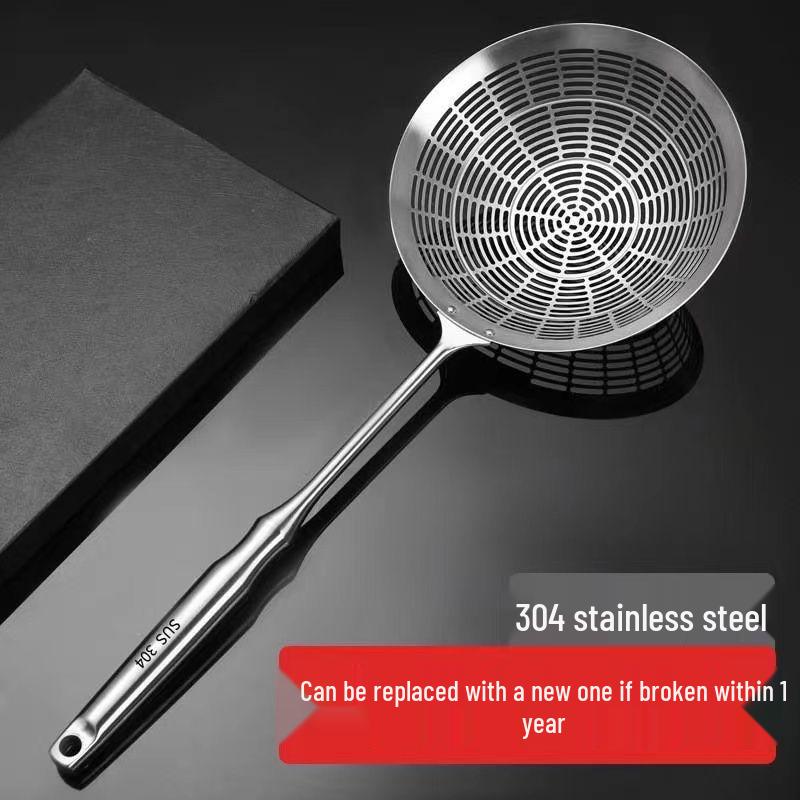 Extra Thick 304 Stainless Steel Slotted Spoon for Dumplings - Kitchen & Commercial Use