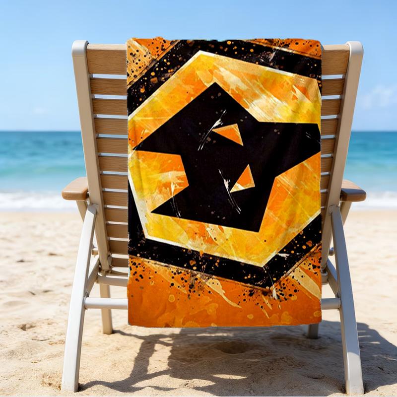 Asciugamano da Spiaggia Stampato con Emblema Wolves Football Club, Microfibra Super Morbida, Regalo Perfetto Compleanno, per Piscina, Spiaggia, Viaggio, per famiglia e amici
