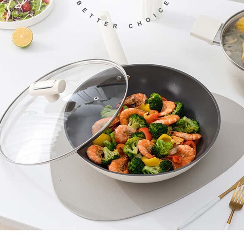 Bai Zao 30cm Non-stick Fine Iron Wok with Lid