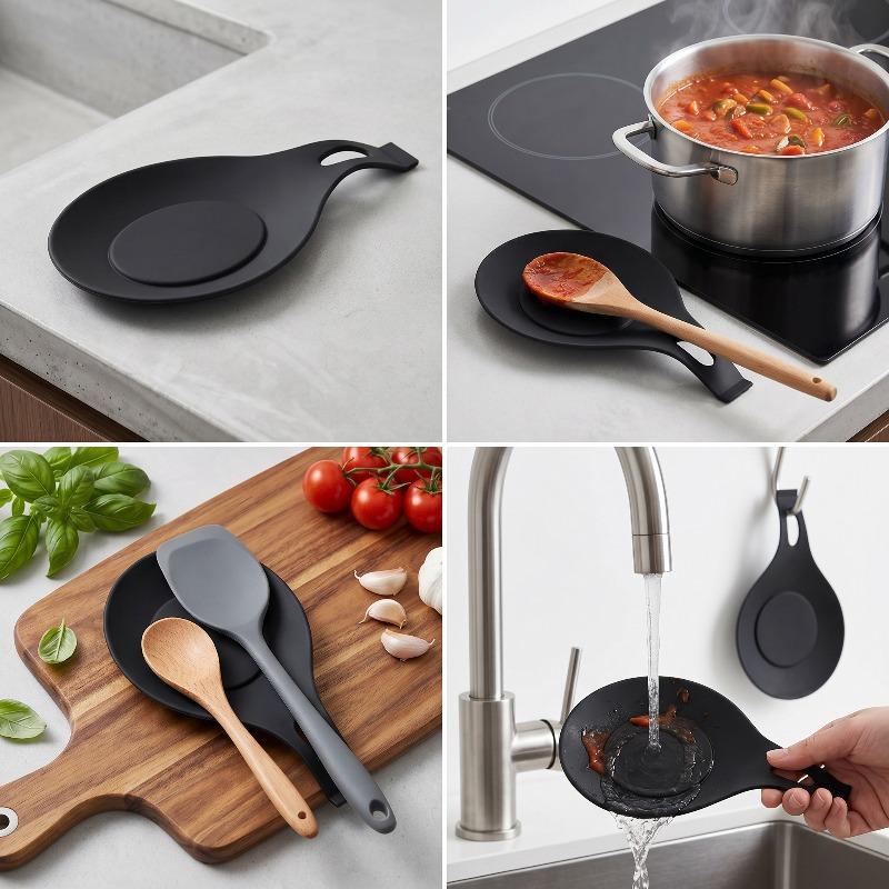 Soup spoon pad, easy to clean kitchenware pad, silicone spoon pad, heat-insulating spoon pad, flavor dish pad, spoon pad