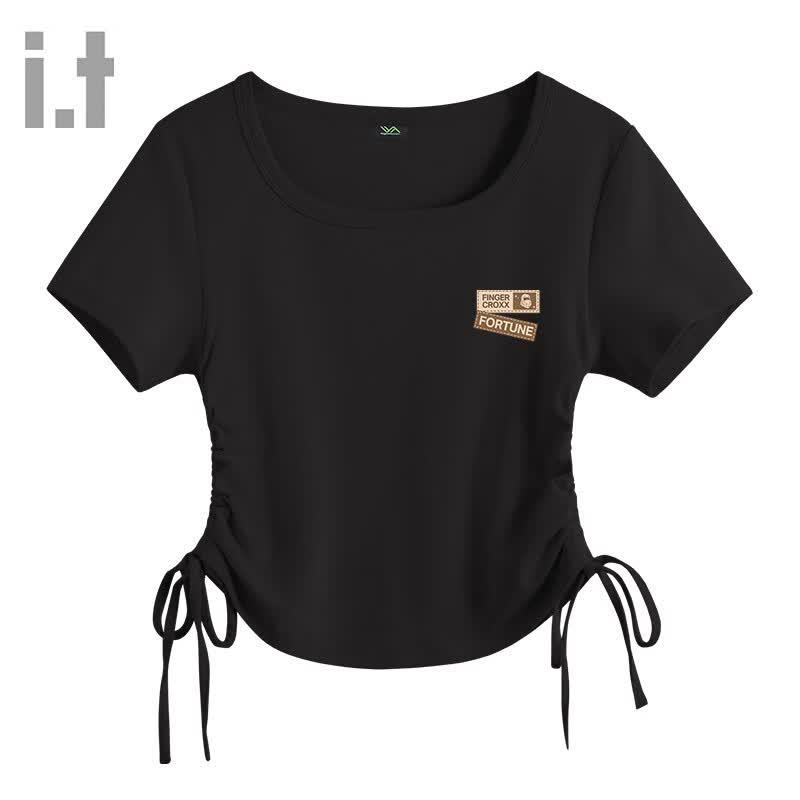 Fingercroxx IT Women s Square Neck Short Sleeve T-Shirt L