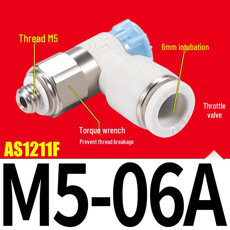 SMC AS1201F Pneumatic Speed Control Valve - Adjustable Throttle Push-Lock Fitting for Cylinder Control
