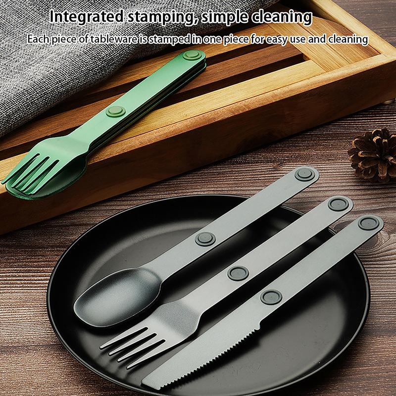 3Pcs Camping Utensils Set Connect Magnetic Knife Fork Spoon Flatware Portable Camping Cutlery Travel Carry Kits Parts
