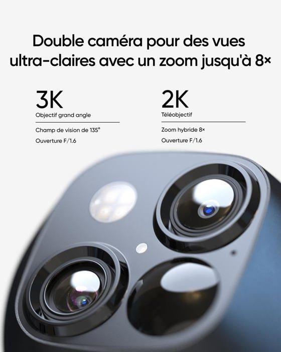 Eufy - Security SoloCamS340 - Solaire - extérieure sans Fil - Surveillance 360° 720p - Wi-FI 2,4 GHz - Compatible HomeBase 3